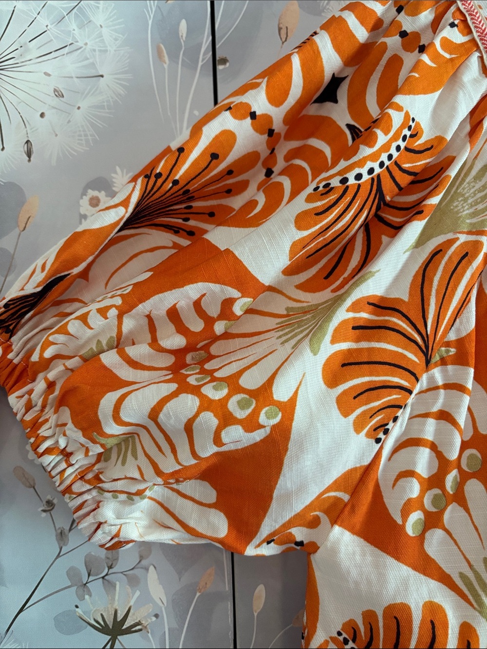 Umgee Orange & Cream Floral Ruffled Mini Dress - Picture 6 of 7